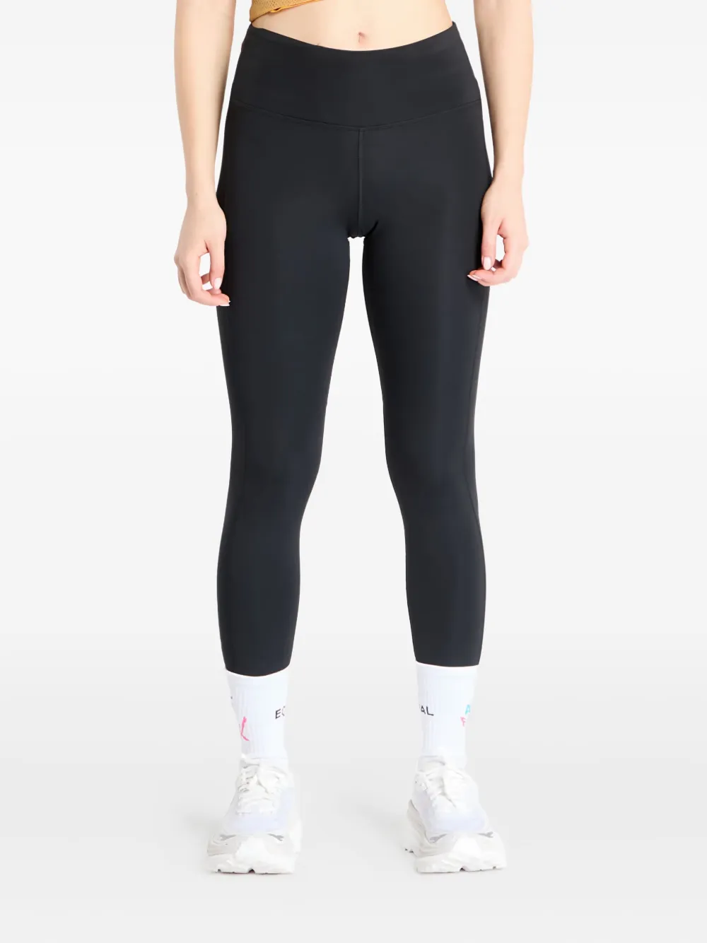 Nike Logo-print Mesh-panel Leggings In Black