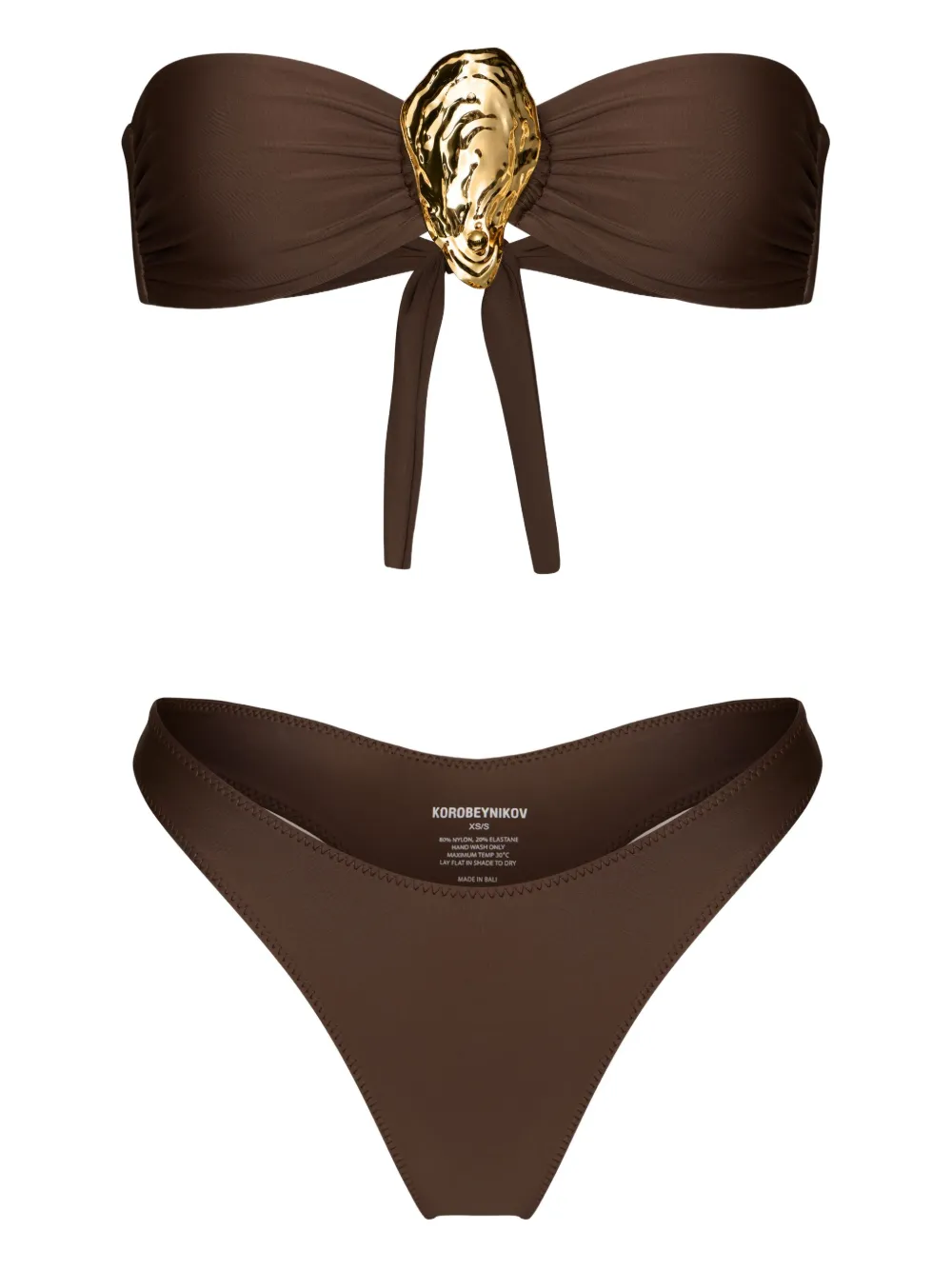 KOROBEYNIKOV shell-embellishment bikini | Brown | Image 1