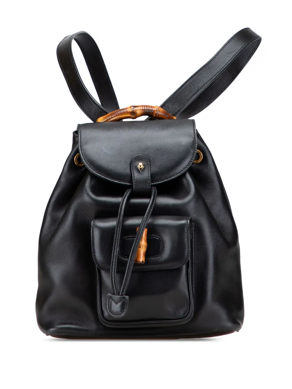 Gucci Pre-Owned 20th Century Leather Bamboo backpack - ブラック Gucci Pre-Owned 20th Century Leather Bamboo backpack - ブラック