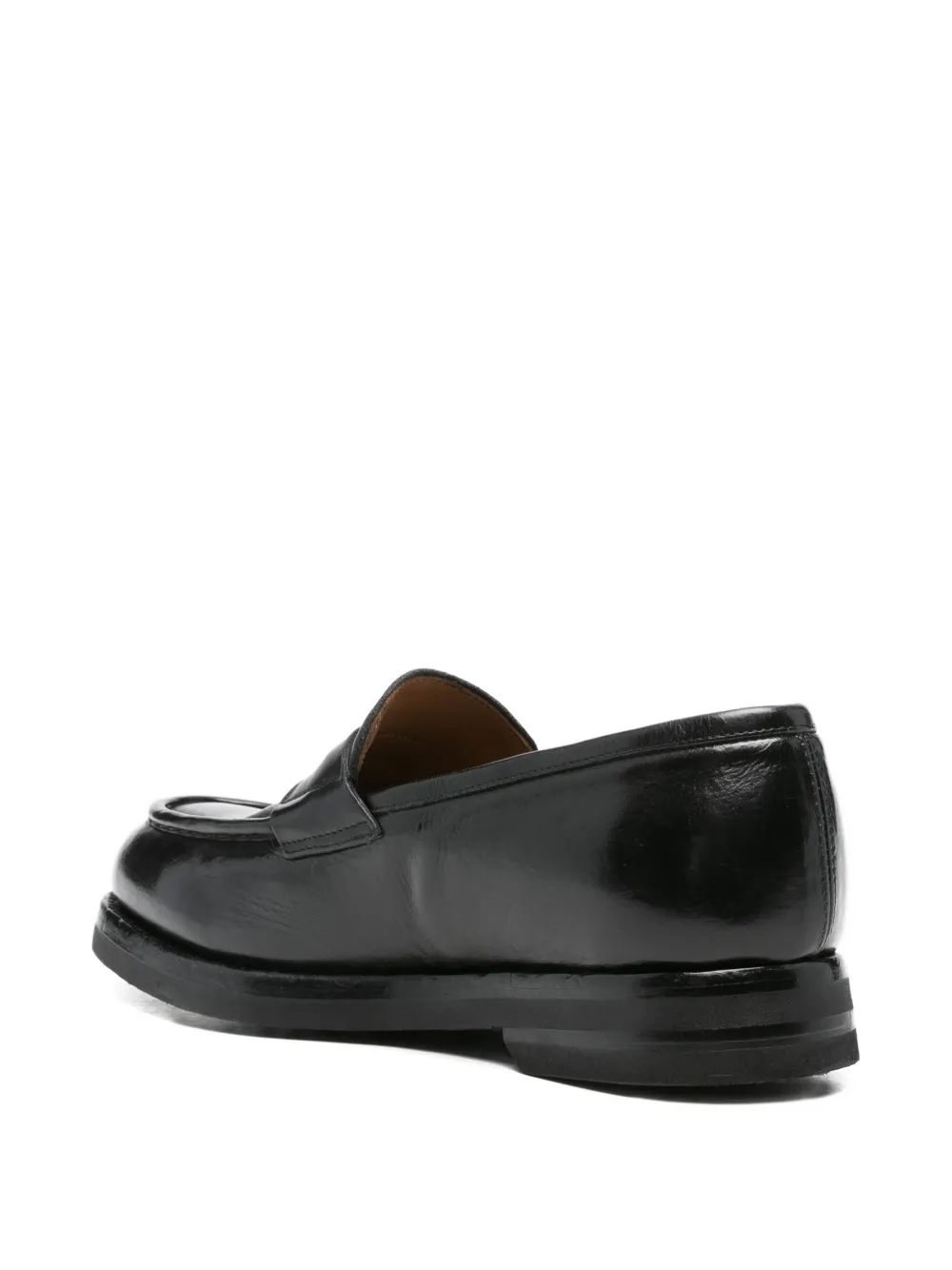 Green George penny leather loafers Black