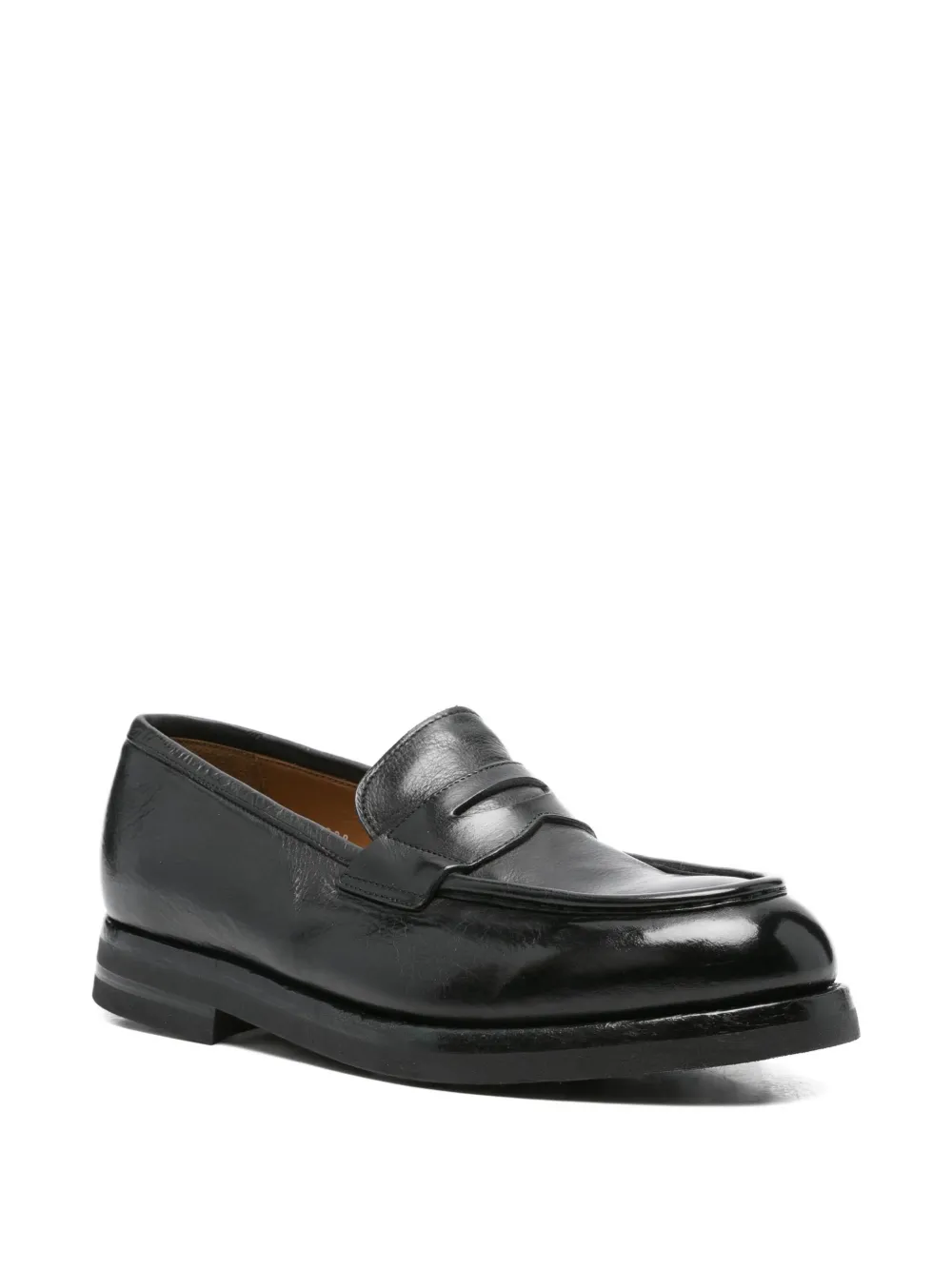 Green George penny leather loafers - Zwart