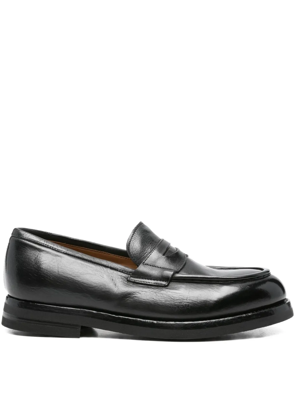 Green George penny leather loafers Black