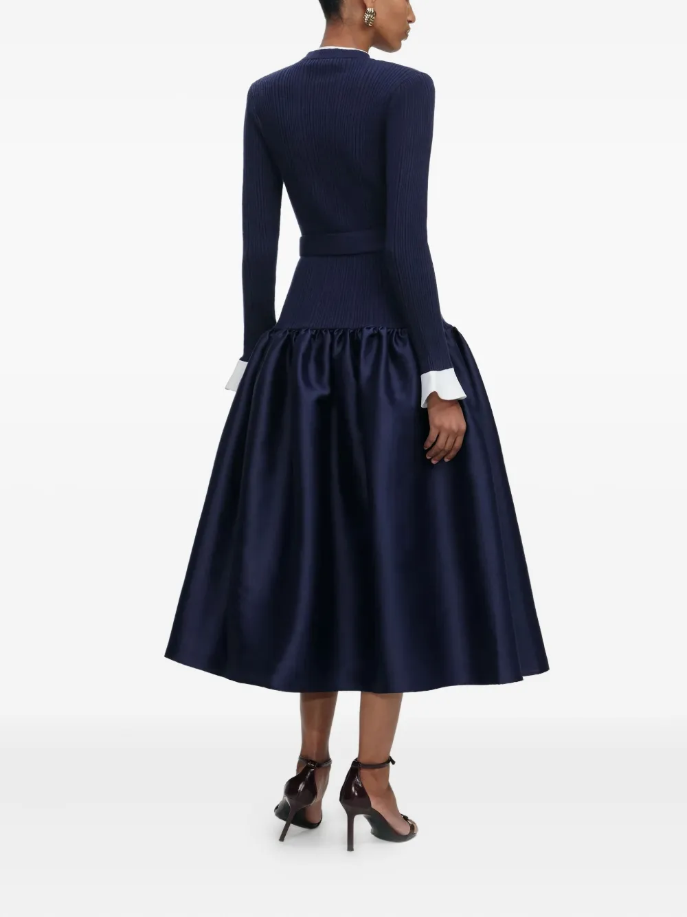 Self-Portrait belted midi dress - Blauw