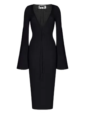 black dress with flared sleeves Floral Embellished Black Flared Sleeve Maxi Gown