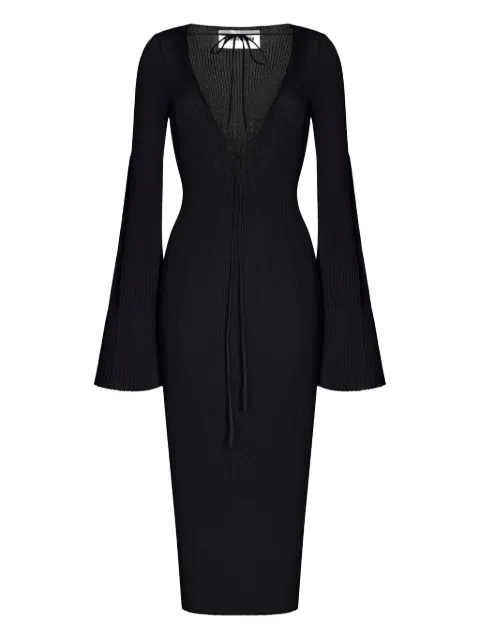KOROBEYNIKOV vestido midi con mangas acampanadas y agujetas