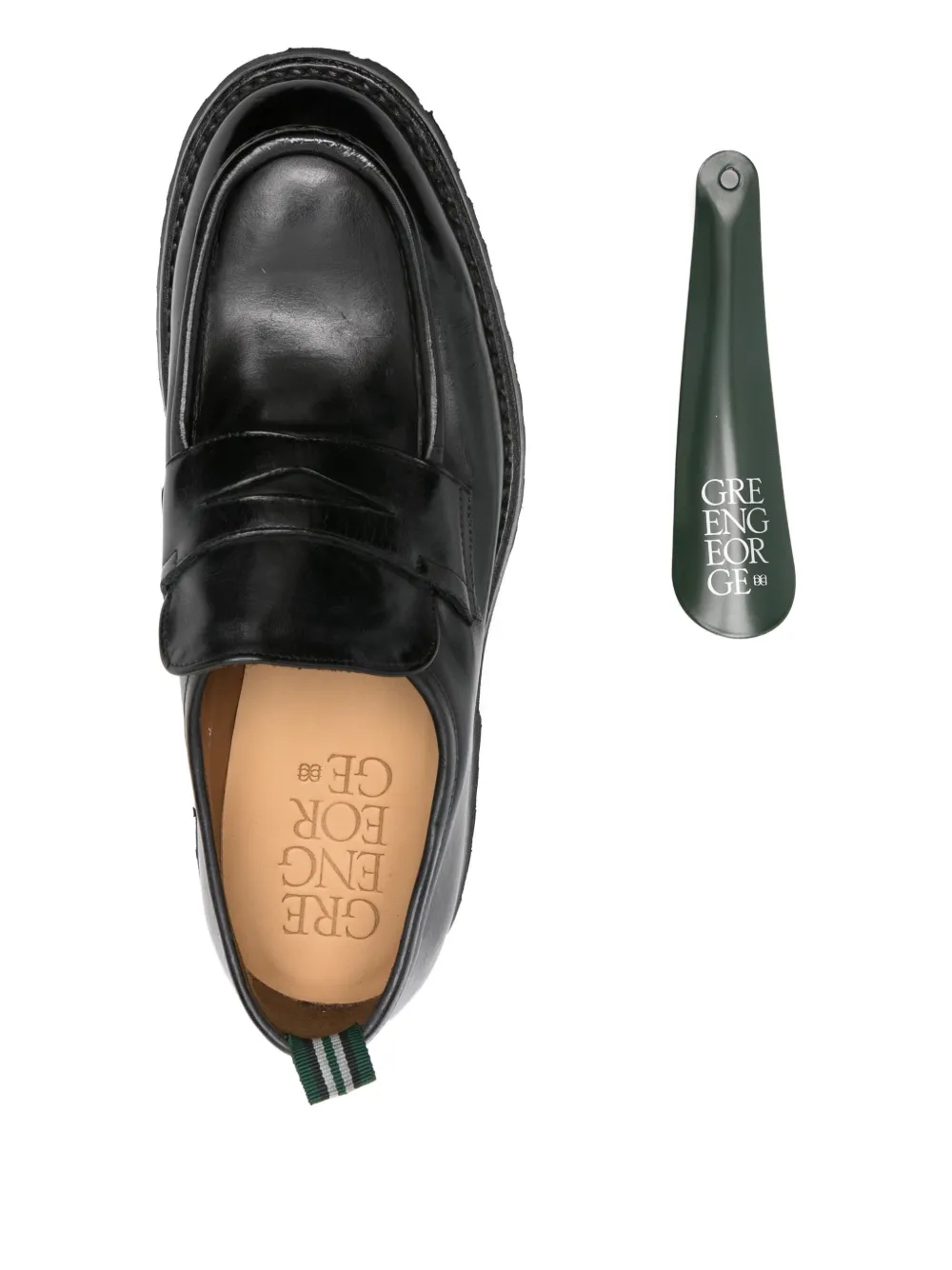 Green George leather loafers Black