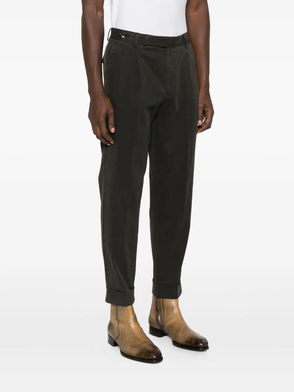 Pt Torino Pleated Cuffed Trousers In Black