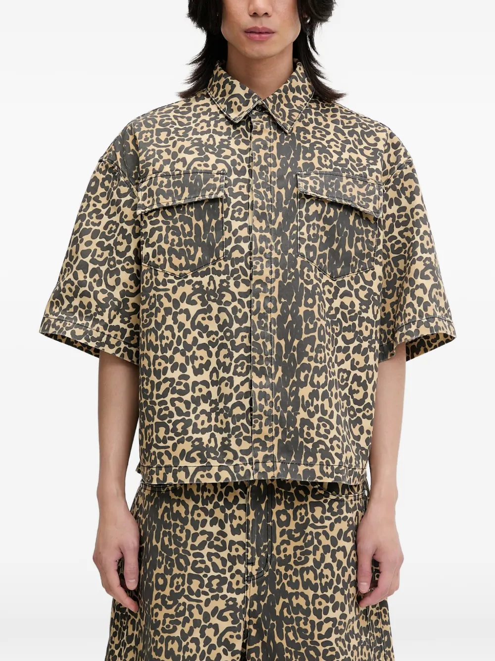 RHUDE flap-pocket animal-print shirt - Nero