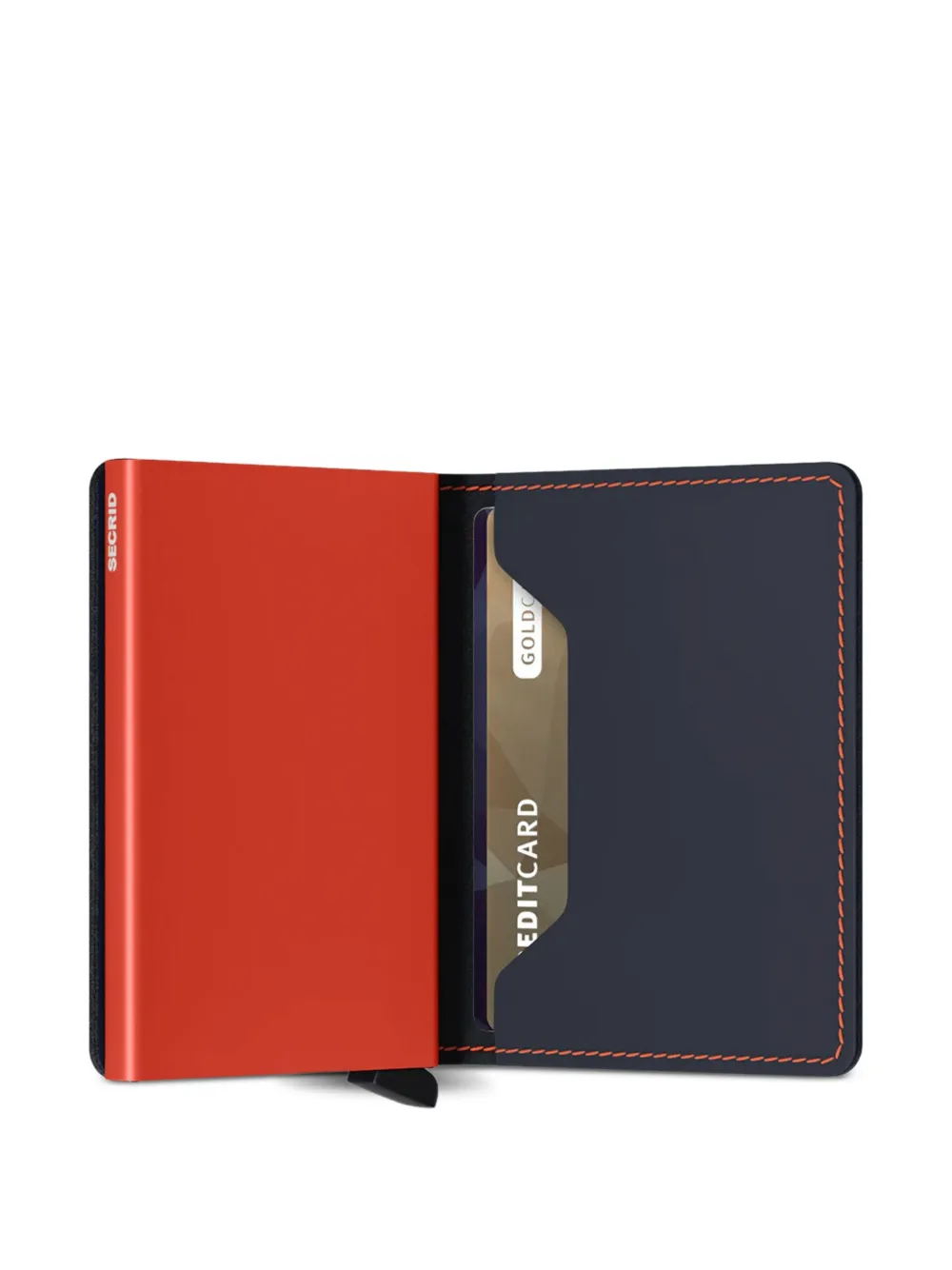 Secrid Leather Orange-edge Wallet In Blue