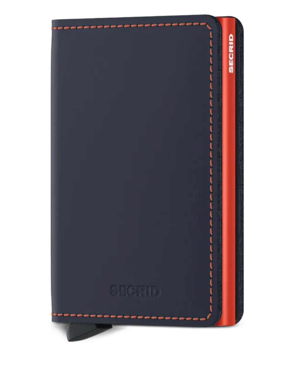 Secrid Leather Orange-edge Wallet In Blue