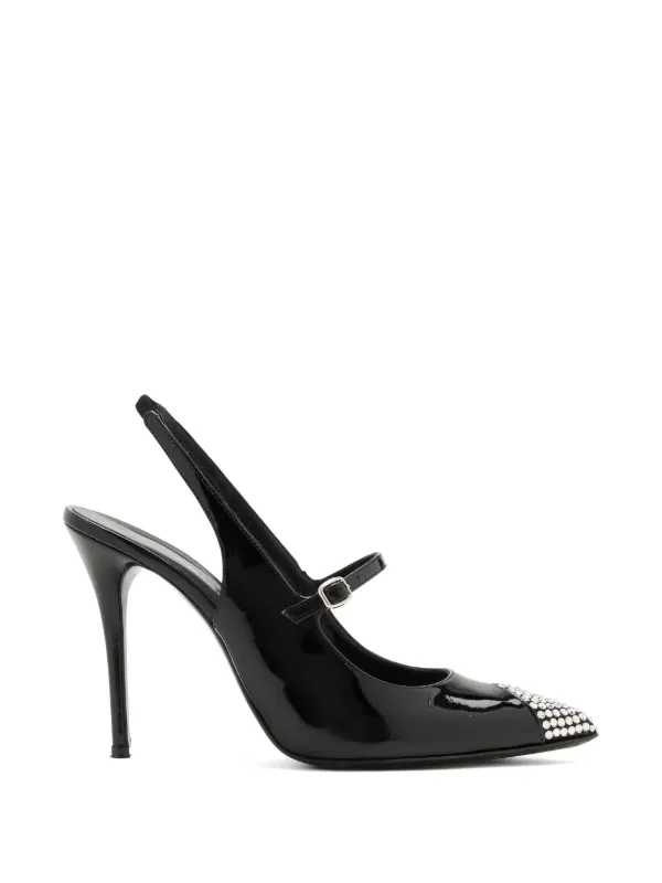 Alessandra Rich Embellished Slingback Sandals in Black
