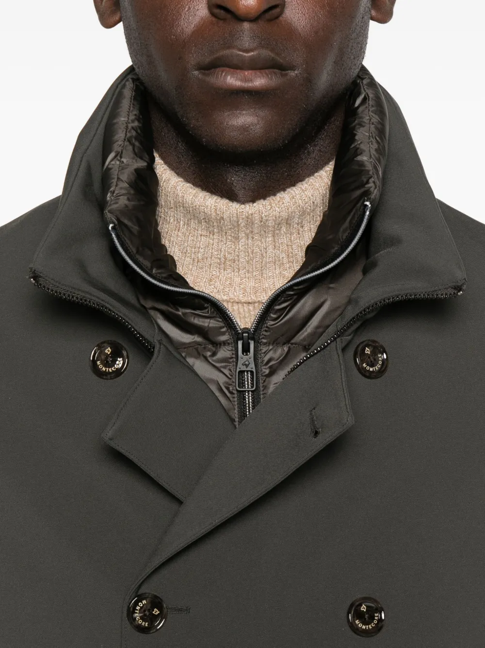 Montecore Double-breasted Zip-front Jacket In Gray