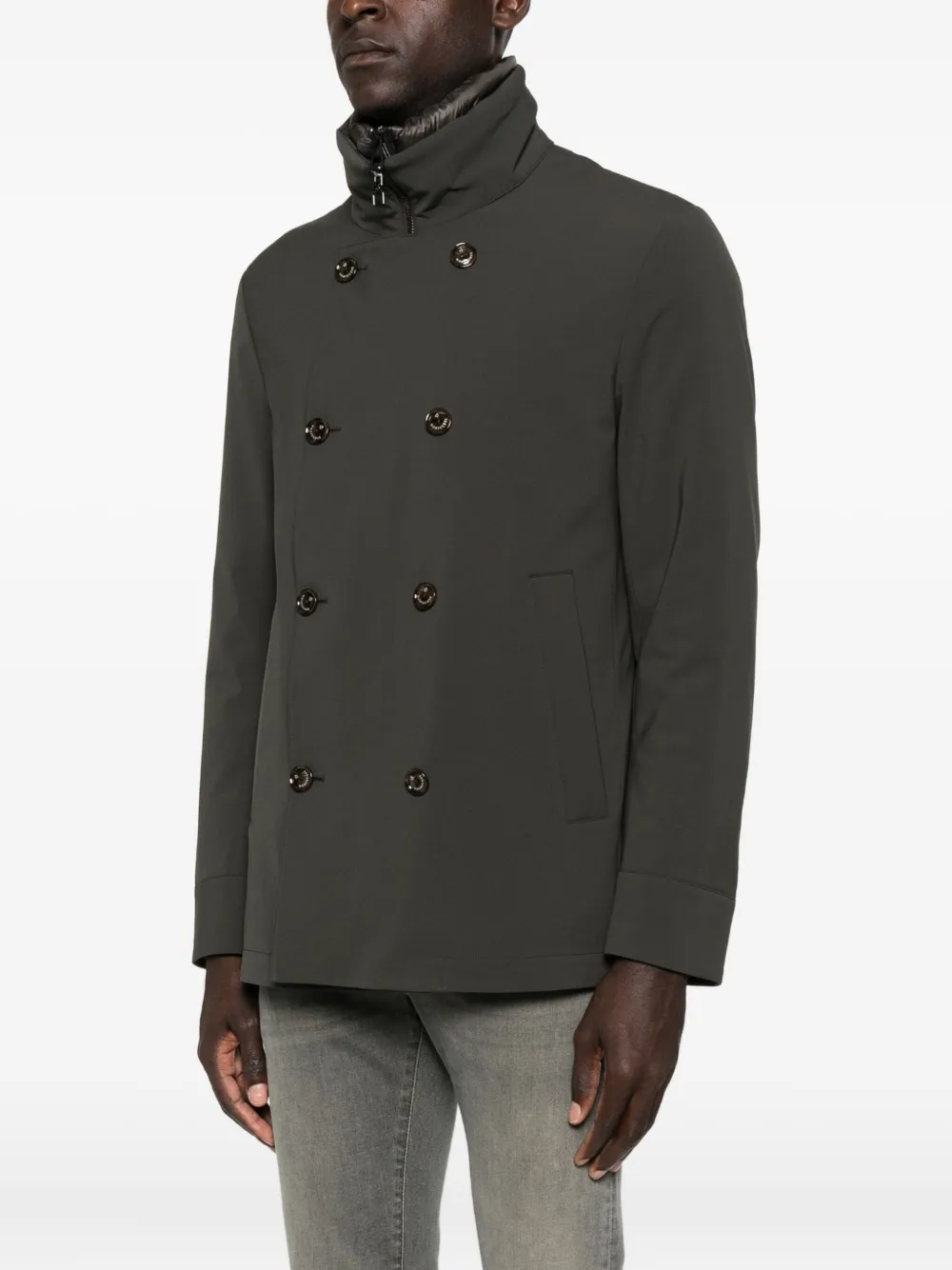 Montecore Double-breasted Zip-front Jacket In Gray