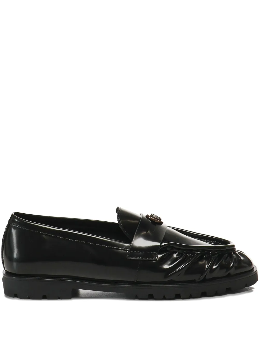 Pinko Pleated Logo-plaque Loafers In Multi