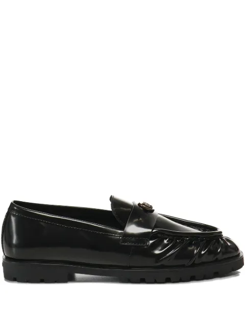 PINKO pleated logo-plaque loafers