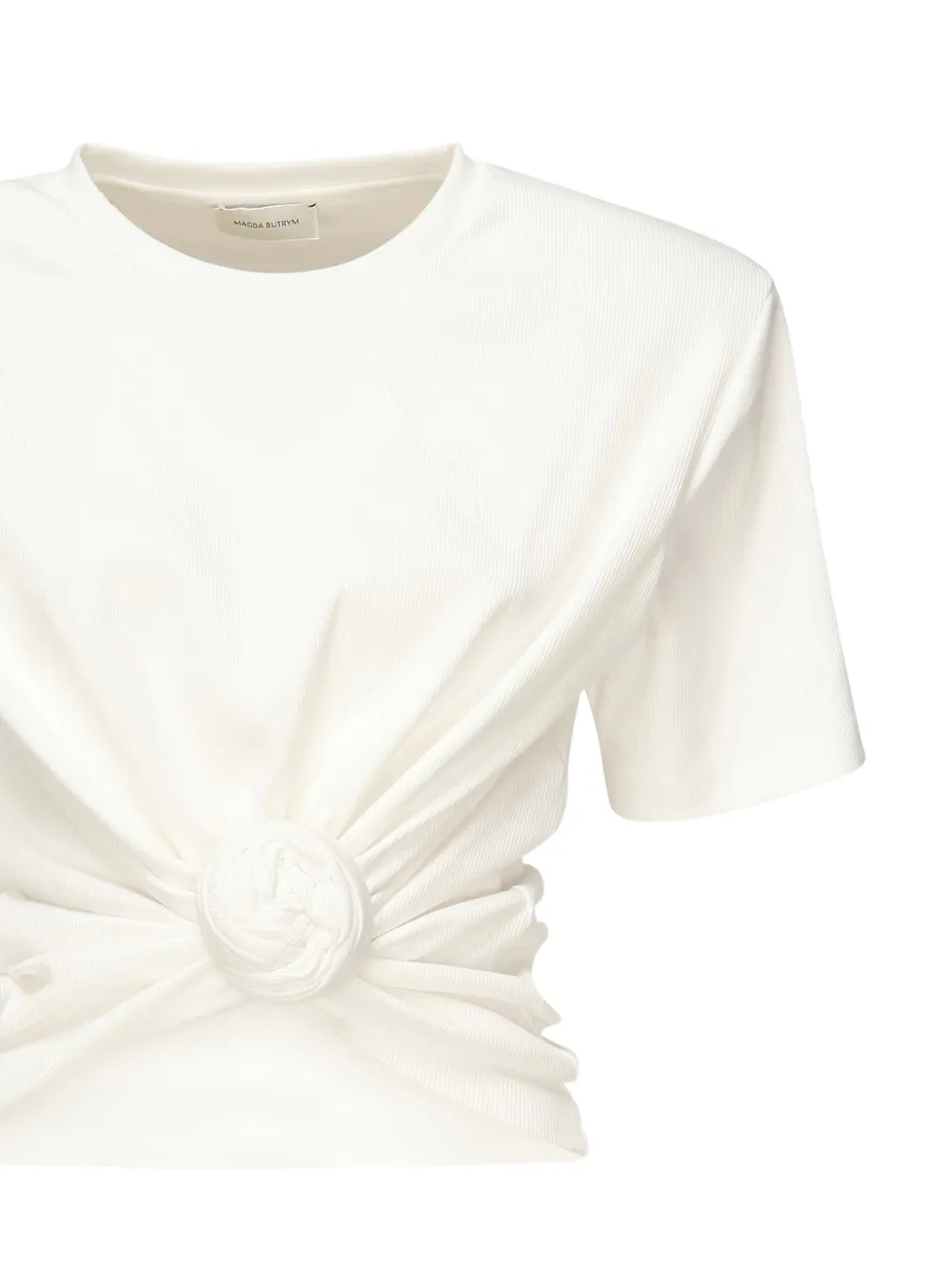 Magda Butrym Geribbeld T-shirt met roosknoop Wit