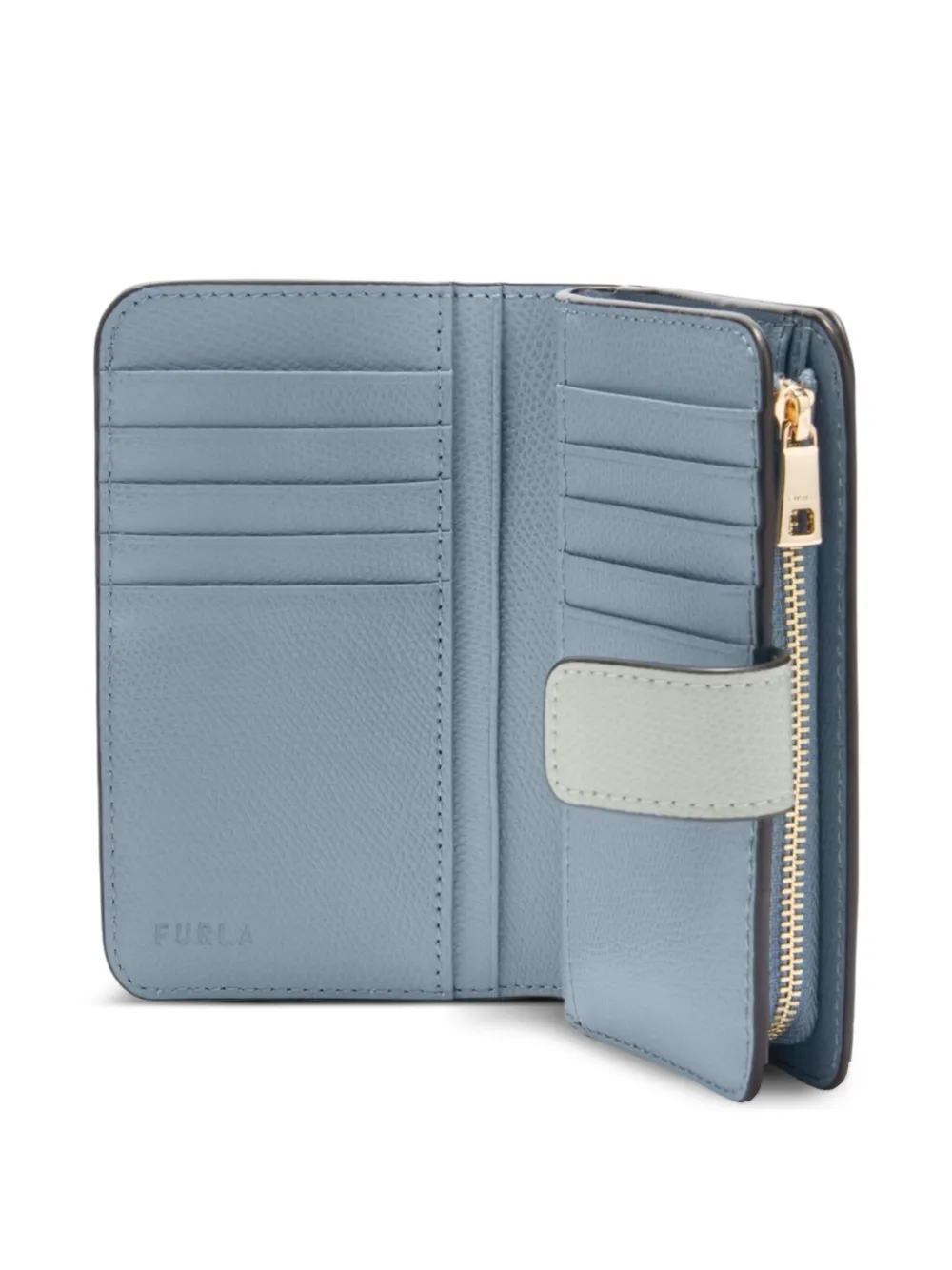 Furla Medium Camelia Leather Flap Wallet In Gray