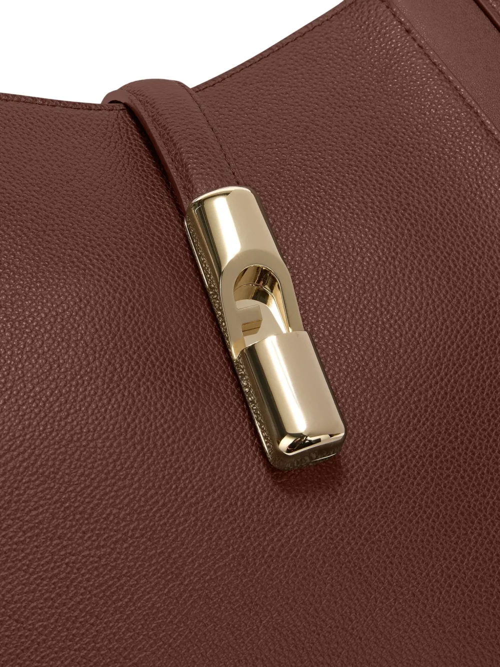 Furla Curved-panel Clasp Tote Bag In Brown