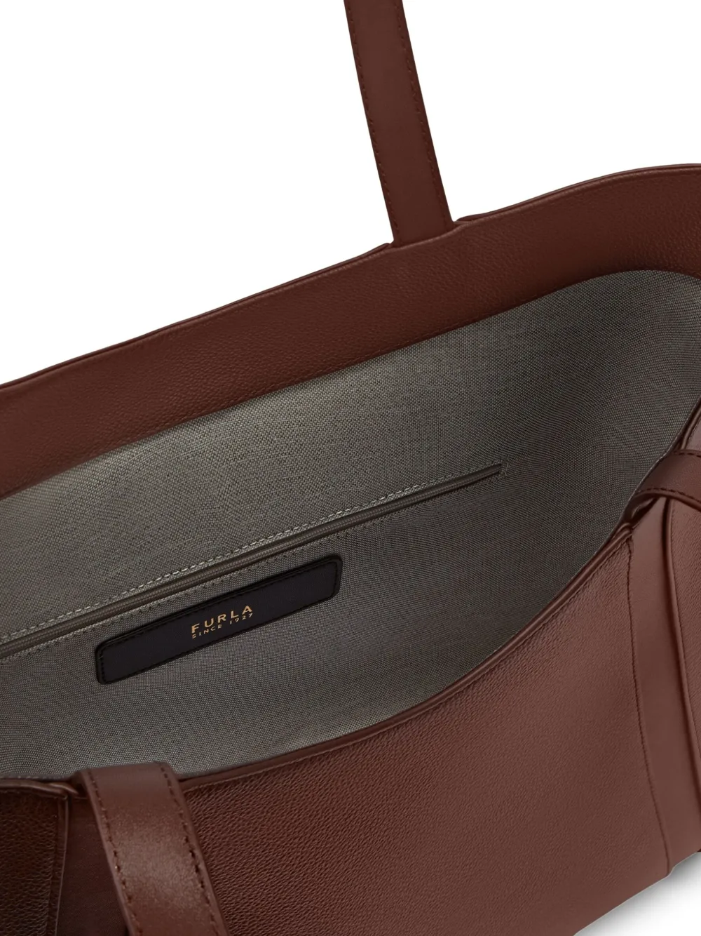 Furla Curved-panel Clasp Tote Bag In Brown