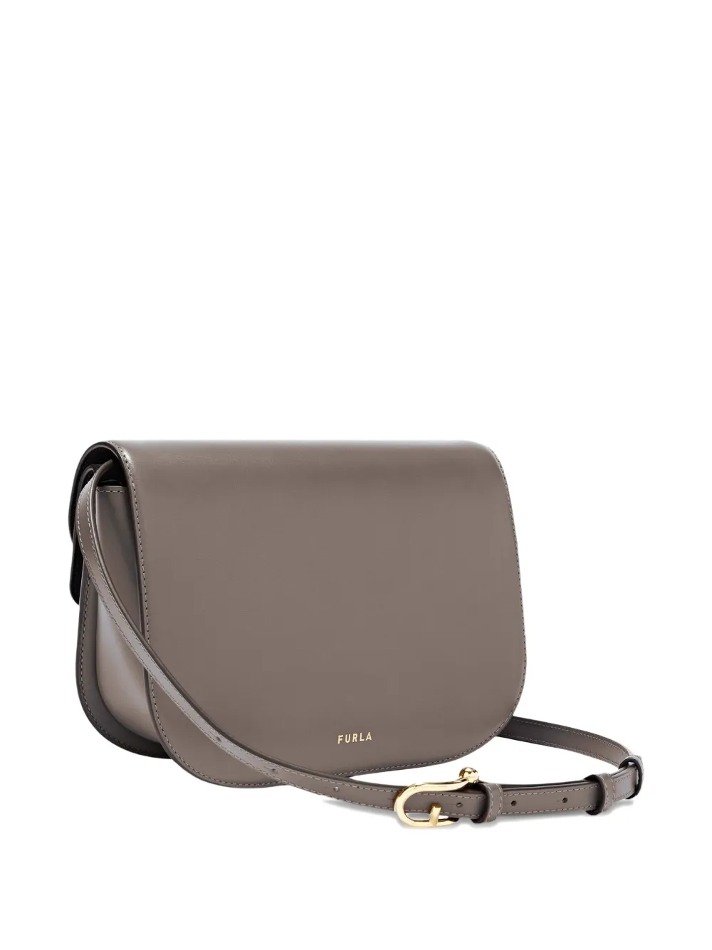 Furla Sfera Curved-flap Cross Body Bag In Gray