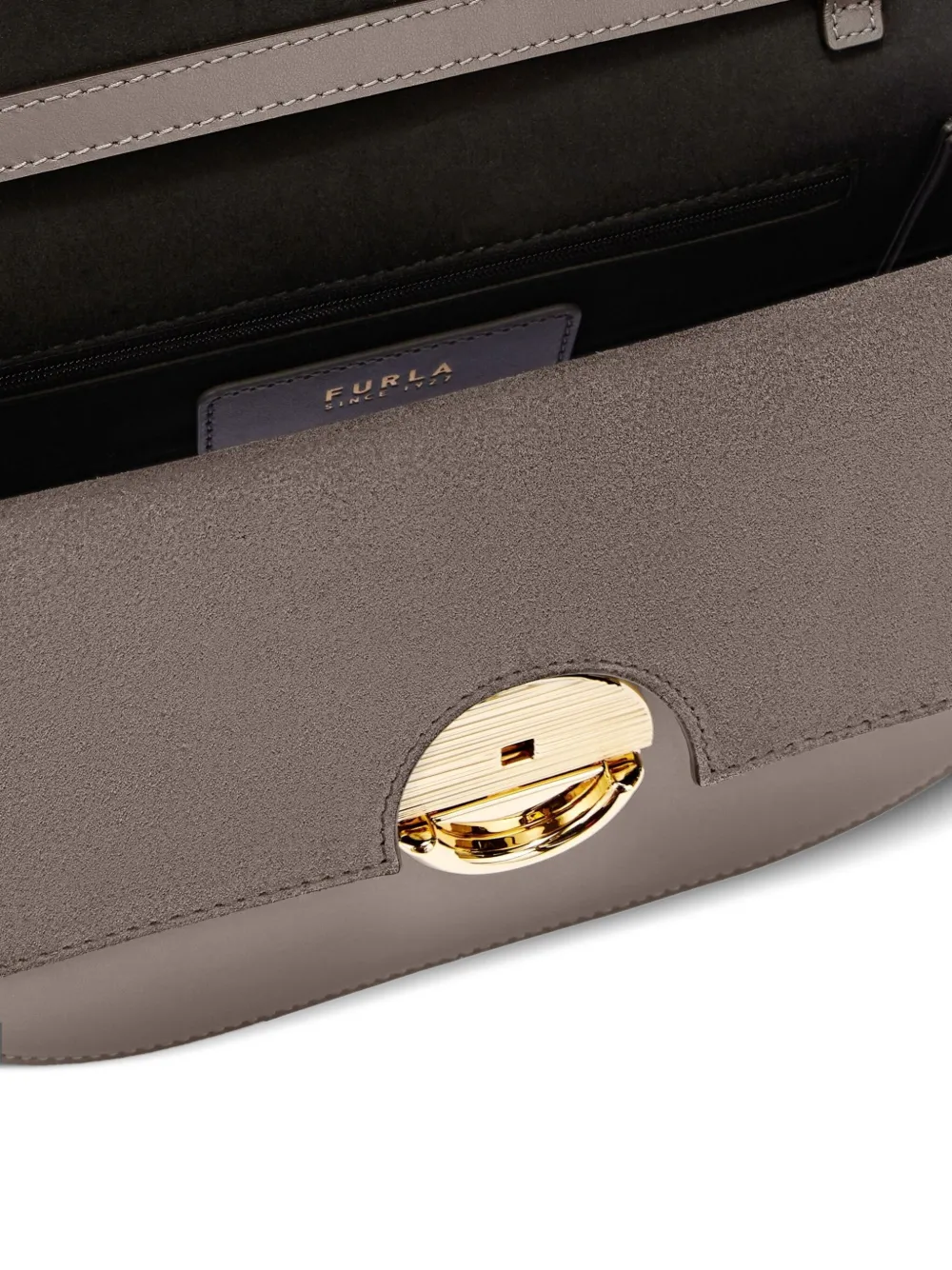 Furla Sfera Curved-flap Cross Body Bag In Gray