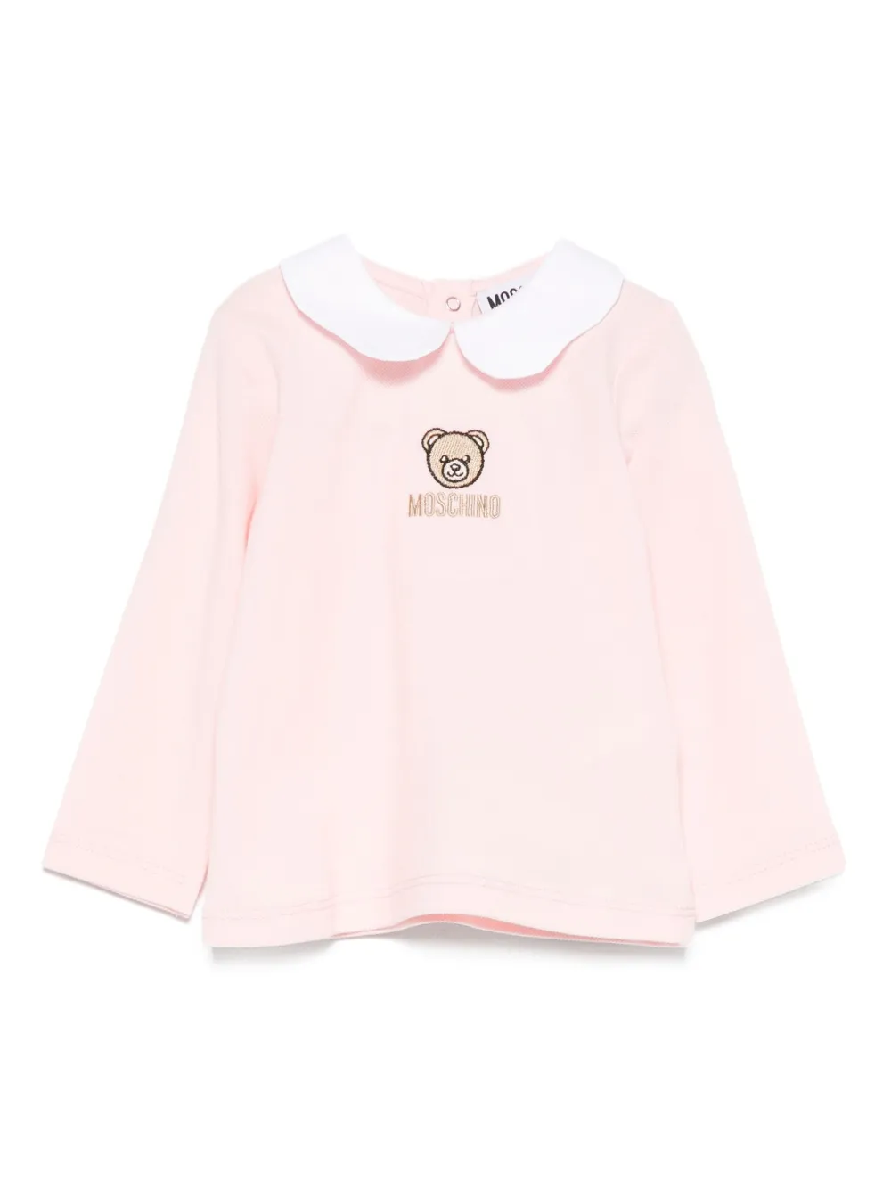 Moschino Kids teddy-embroidered peter pan collar top - ピンク Moschino Kids teddy-embroidered peter pan collar top - ピンク