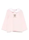 Moschino Kids teddy-embroidered peter pan collar top - Pink