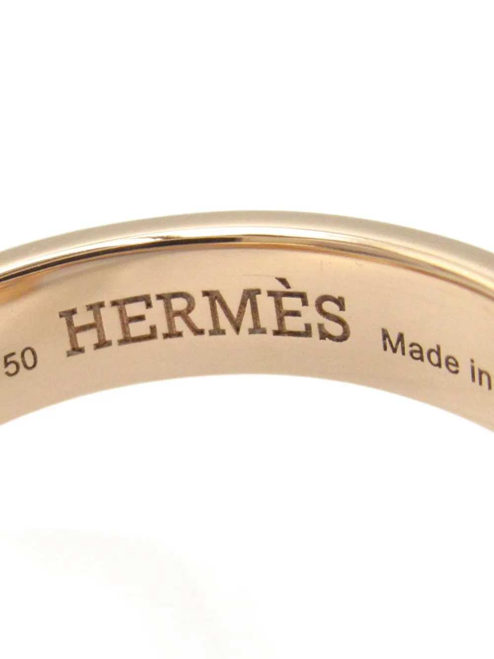 Pre-owned Hermes 18k Rose Gold Kelly Gavroche Diamond Ring