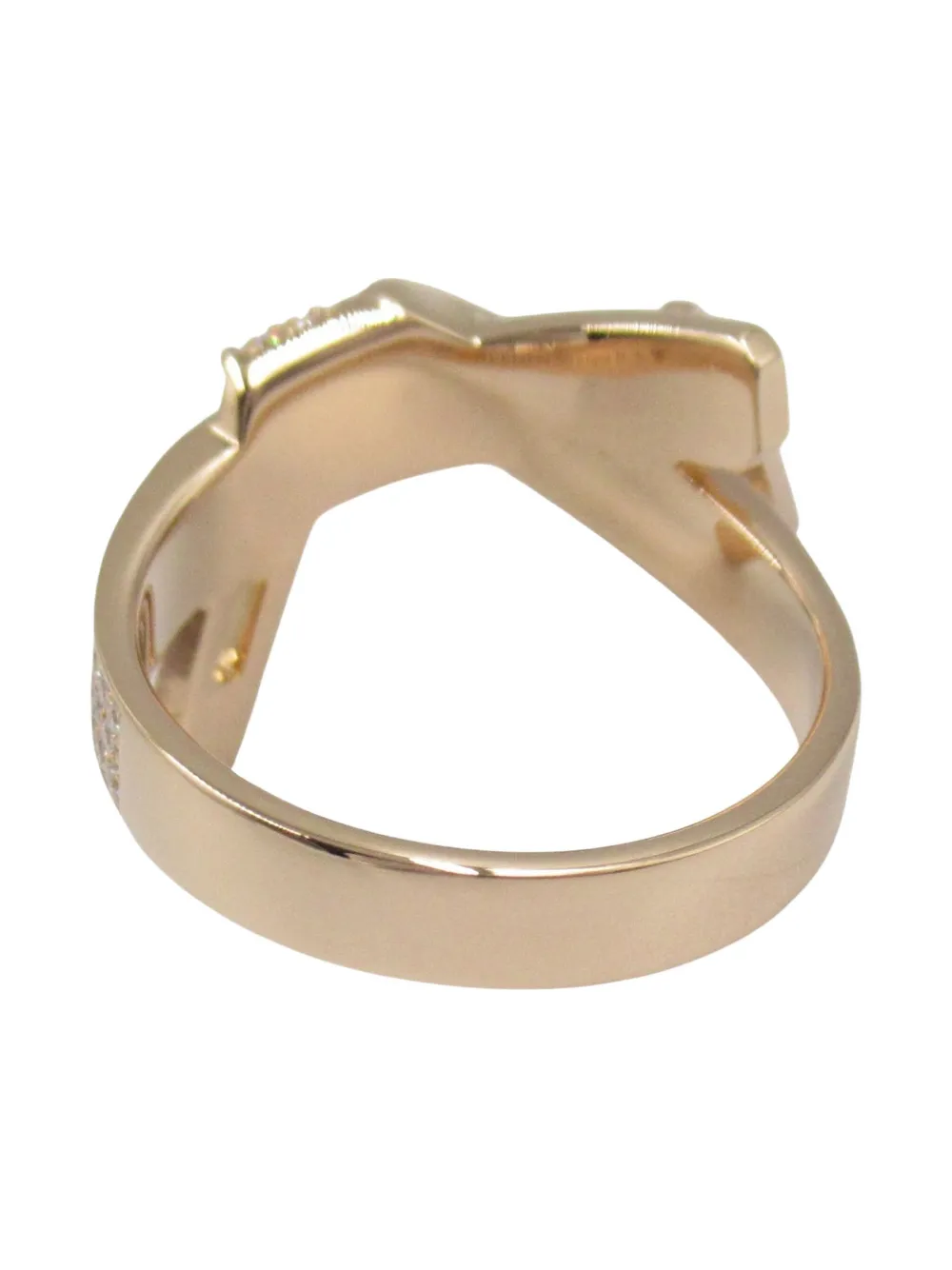 Pre-owned Hermes 18k Rose Gold Kelly Gavroche Diamond Ring
