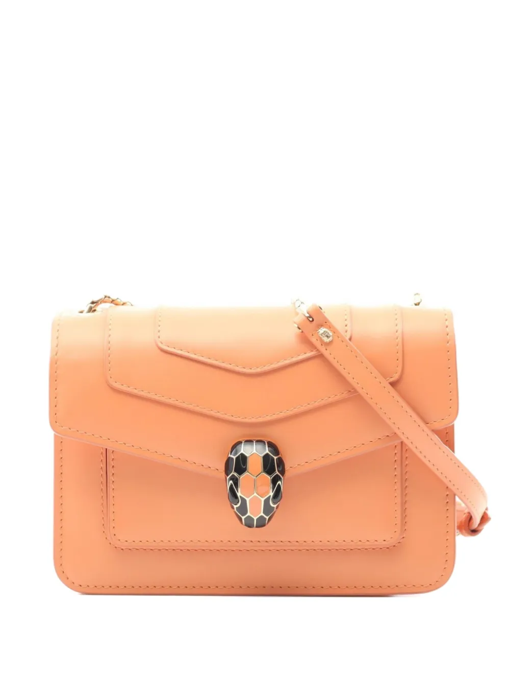 Pre-owned Bvlgari 10s Mini Serpenti Cross-body Bag In Orange