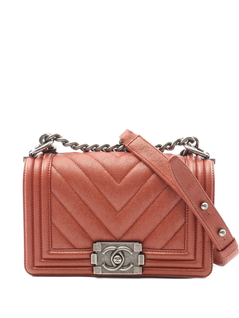 CHANEL Pre-Owned 2018~2019 mini V-stitch shoulder bag | Brown | Image 1