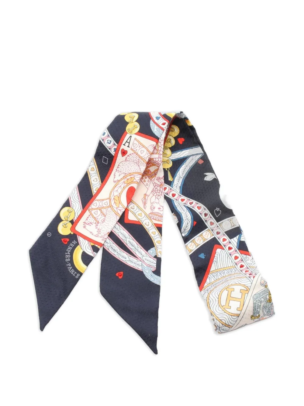 Hermès Pre-Owned 2020s Dame De Coeur ribbon scarf | Blue | Image 1