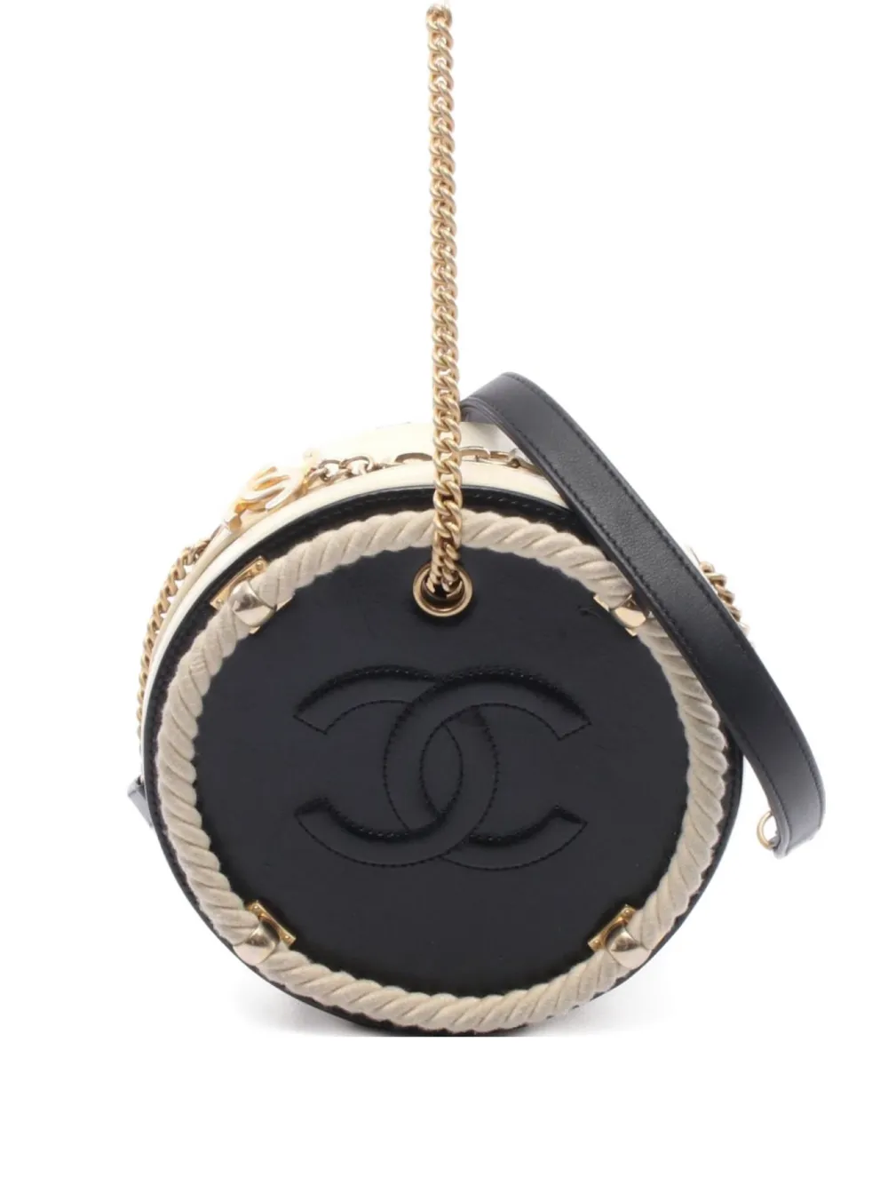 Pre-owned Chanel 2019 Coco Mark Matelasse Round Bag In Black