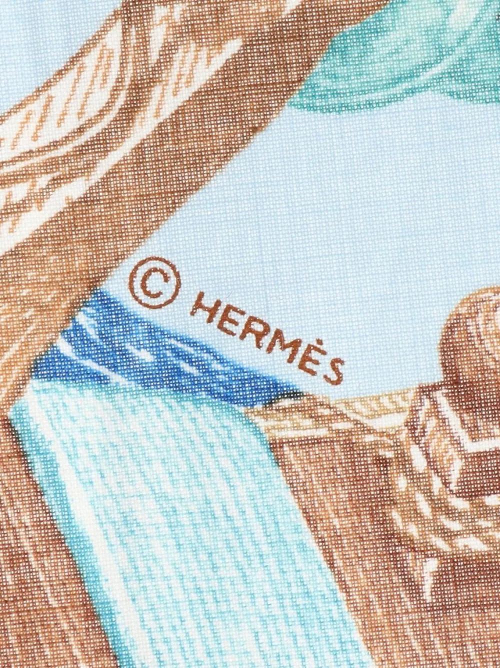Pre-owned Hermes 10s Bord A Bord 80 Scarf In Blue