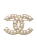 CHANEL Pre-Owned 1986-1988 CC rhinestone brooch - Gold