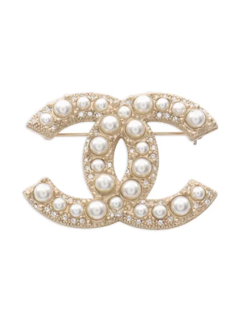 CHANEL Pre-Owned 1986-1988 CC rhinestone brooch
