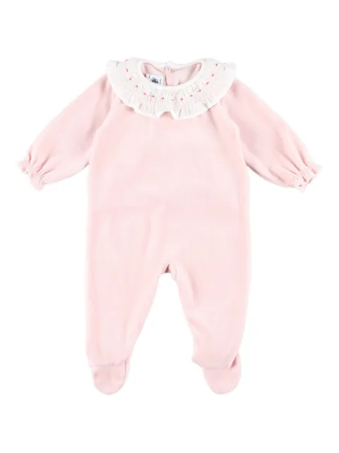 Petit Bateau pijama de terciopelo con cuello bordado