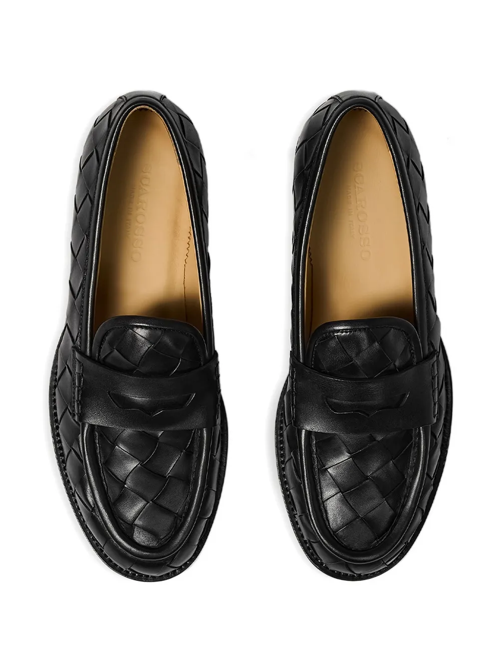 Scarosso Geweven leren loafers Zwart