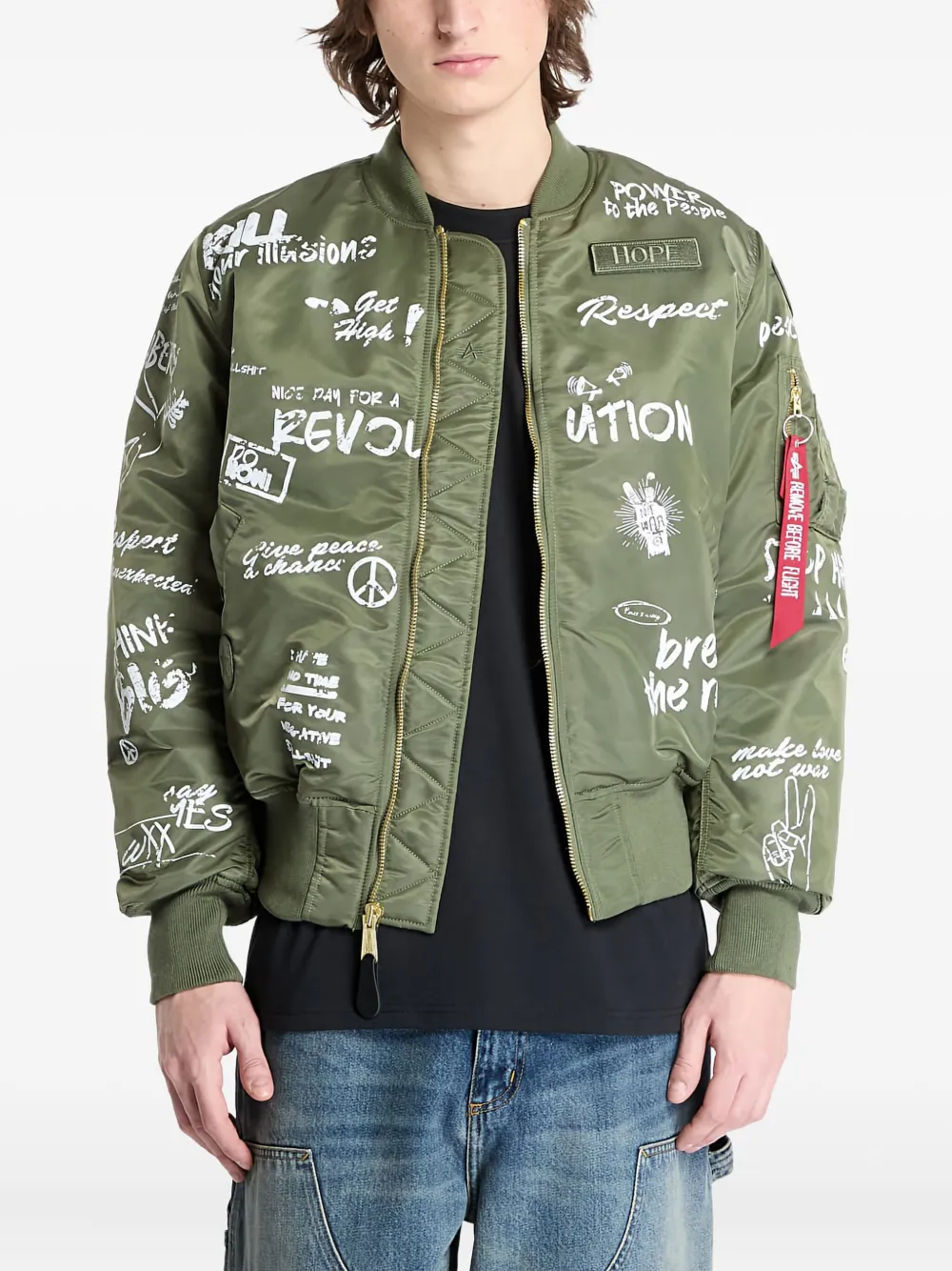 Alpha Industries Bomberjack met grafische print Groen