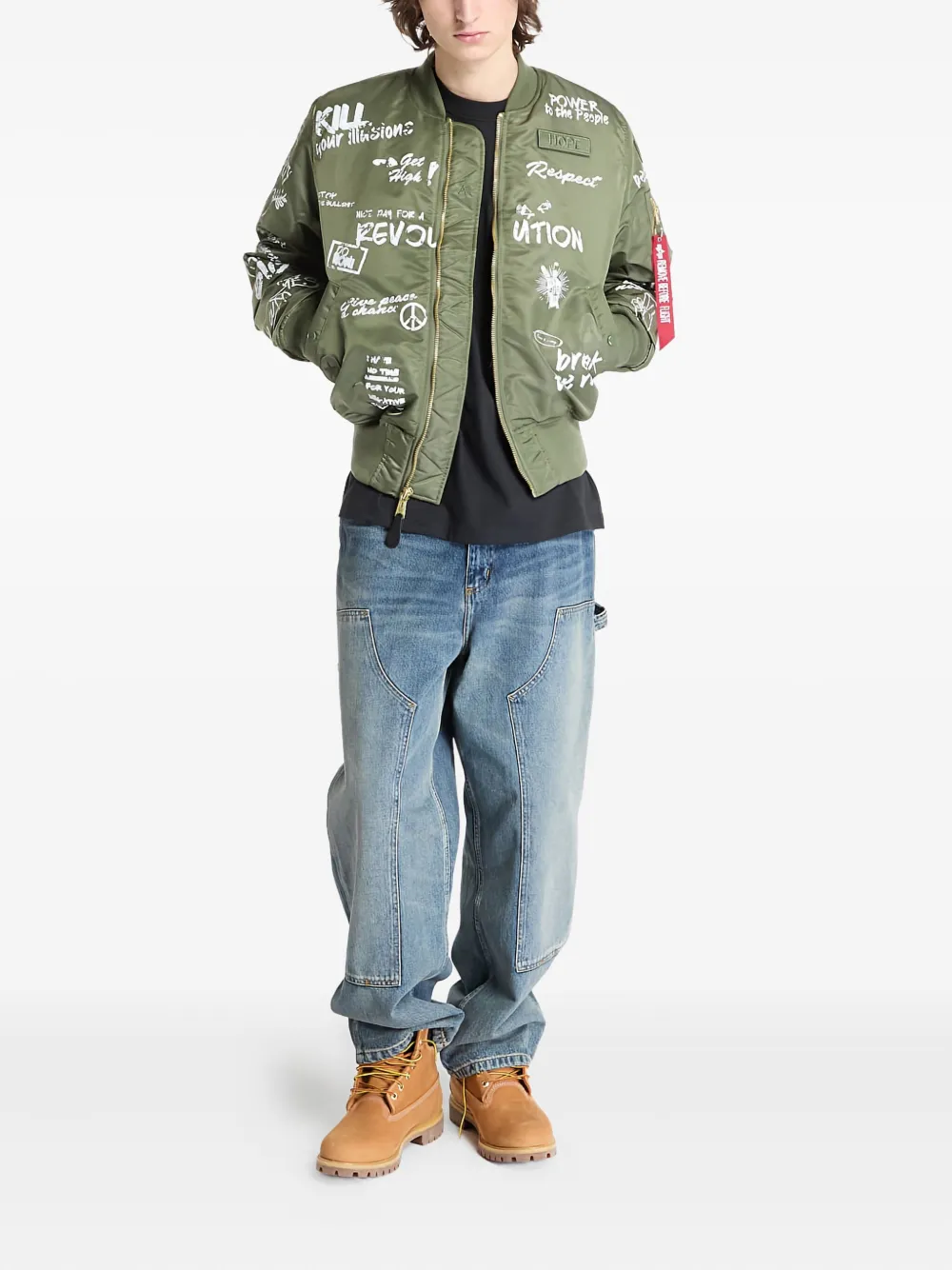 Alpha Industries Bomberjack met grafische print Groen