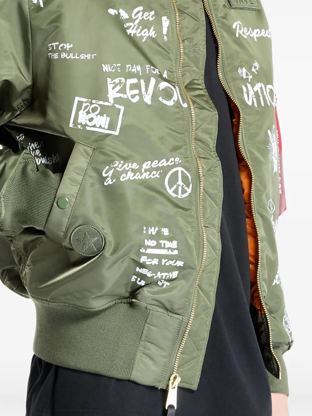 Alpha Industries Bomberjack met grafische print Groen