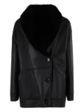 Blancha leather shearling collar jacket - Black