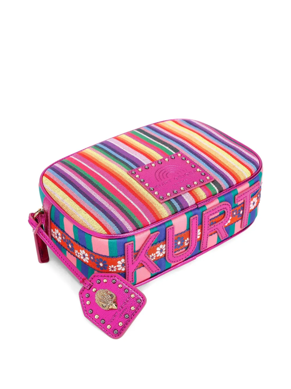 Kurt Geiger Striped Studded Cross Body Bag In Pink