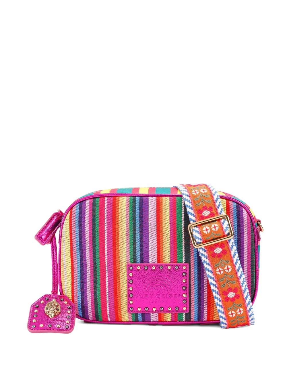 Kurt Geiger Striped Studded Cross Body Bag In Pink