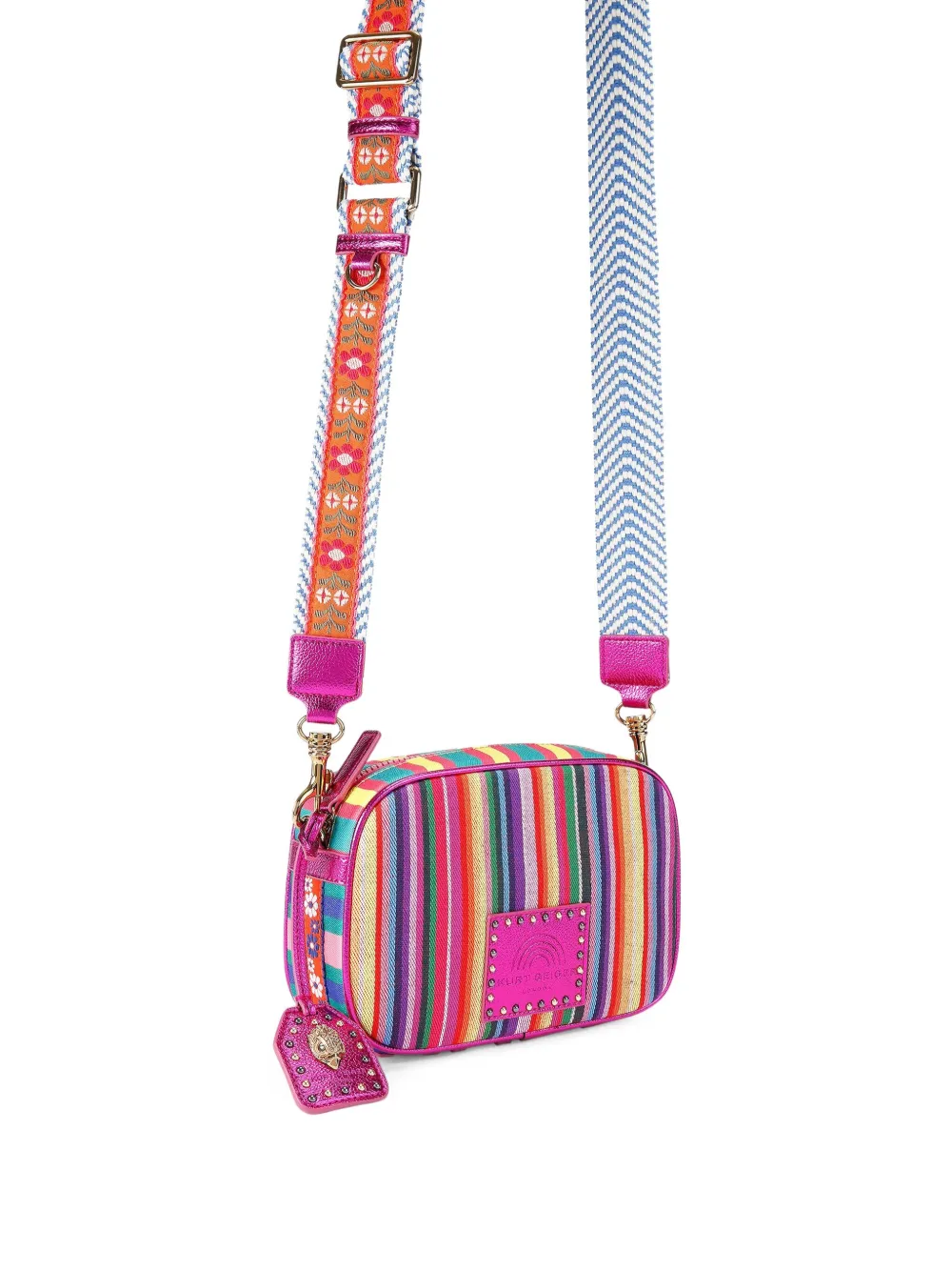 Kurt Geiger Striped Studded Cross Body Bag In Pink