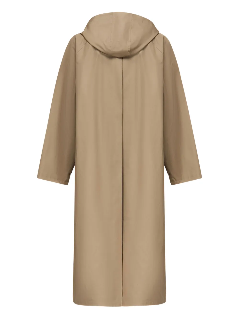 Valentino Garavani hooded logo-plaque coat Beige