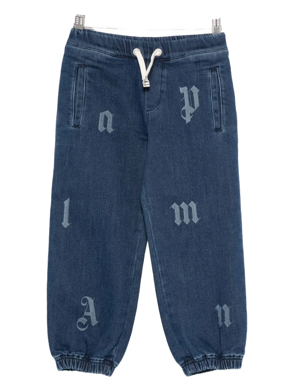 Palm Angels Drawstring-cuffed Jeans In Blue