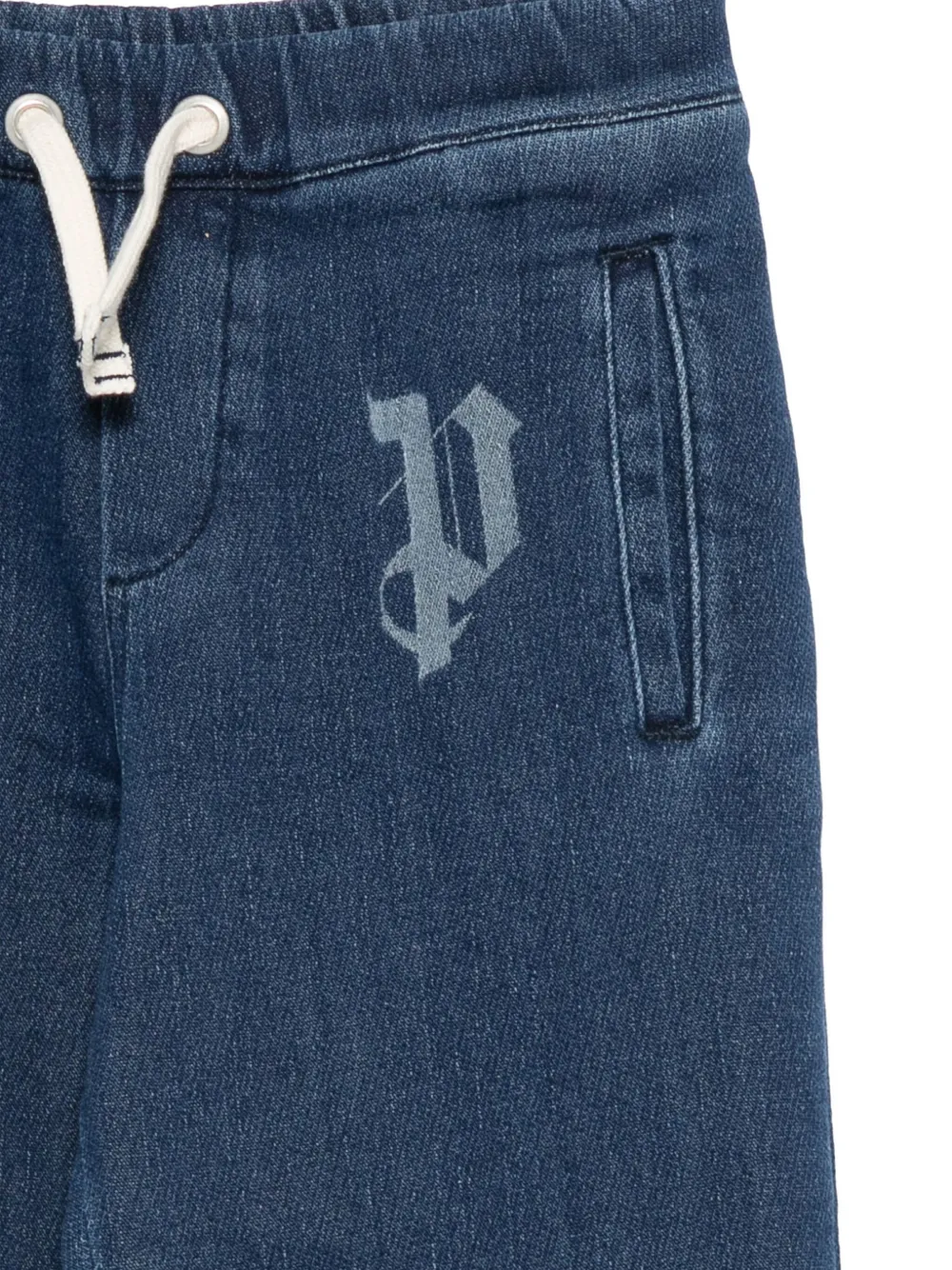 Palm Angels Drawstring-cuffed Jeans In Blue