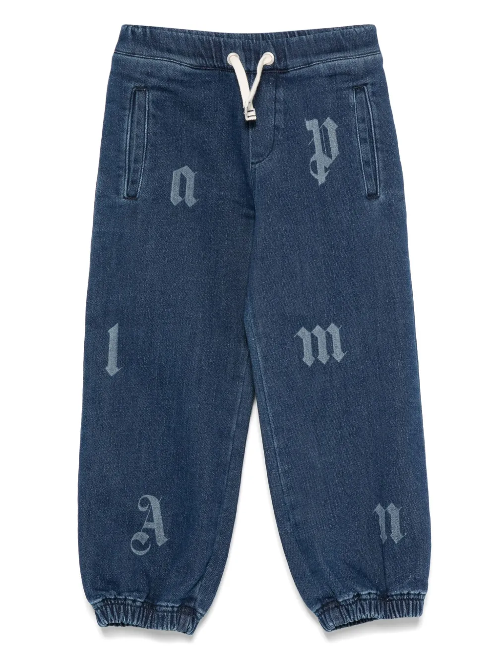 Palm Angels Kids drawstring-cuffed jeans Blauw