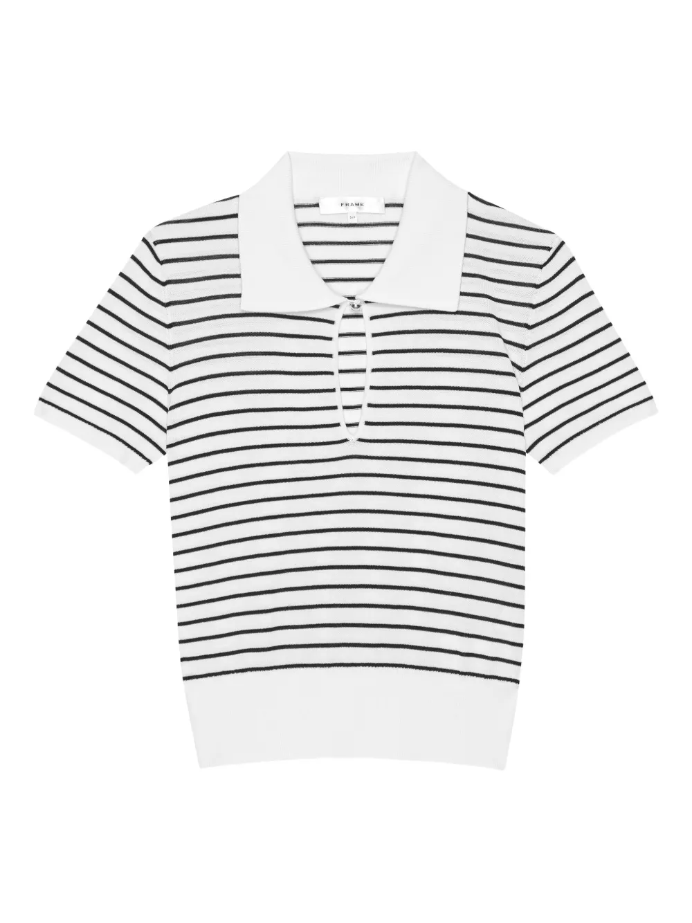 Frame Striped Keyhole Polo Top In White